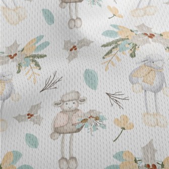 Hand Drawn Sheep With Christma Athletic Mesh Flat Back