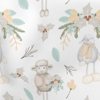 Hand Drawn Sheep With Christma Stretch Ponte