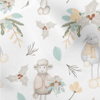 Hand Drawn Sheep With Christma Micro Fleece