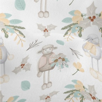 Hand Drawn Sheep With Christma Lightweight Performance Linen