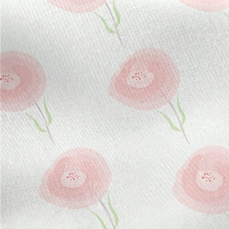 Gentle Pink Flowers Jersey Backed Fleece
