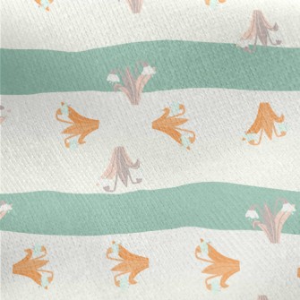 Orange Pink Hyacinth And Leave Jersey Backed Fleece