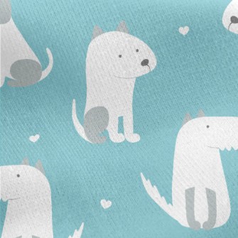 Spotted White Cute Dog Jersey Backed Fleece