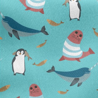 Narwhal Penguins And Seals Jersey Backed Fleece