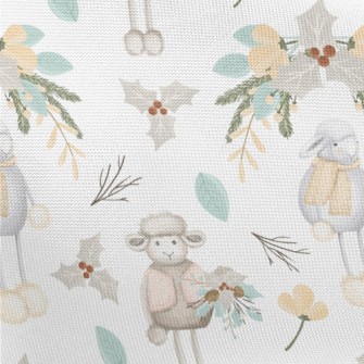 Hand Drawn Sheep With Christma Pongee