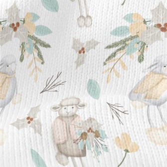 Hand Drawn Sheep With Christma Stretch Jersey