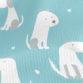 Spotted White Cute Dog Stretch Jersey