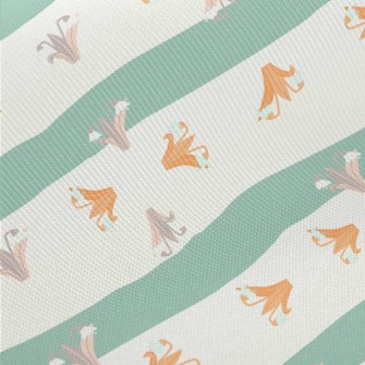 Orange Pink Hyacinth And Leave Midweight Cotton Poplin