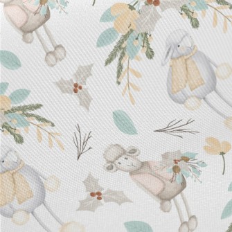 Hand Drawn Sheep With Christma Midweight Cotton Poplin