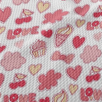 Pink Love Food Cloud Pattern Birdseye Piqué