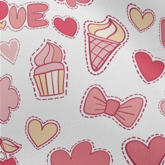 Pink Love Food Cloud Pattern Chiffon