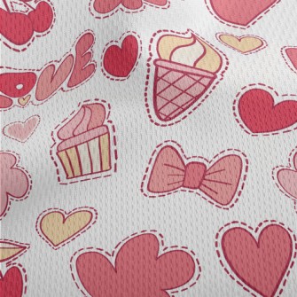 Pink Love Food Cloud Pattern Athletic Mesh Flat Back