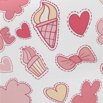 Pink Love Food Cloud Pattern Twill