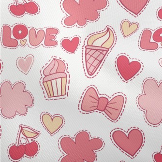 Pink Love Food Cloud Pattern Dobby