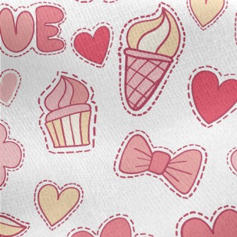 Pink Love Food Cloud Pattern Jersey Backed Fleece