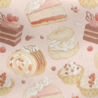 Hand Drawn Sweet Cake Dessert Jersey Backed Fleece