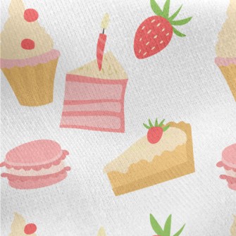 Strawberry Flavored Cake Macar Jersey Backed Fleece