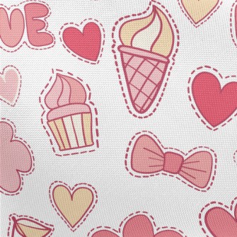 Pink Love Food Cloud Pattern Pongee