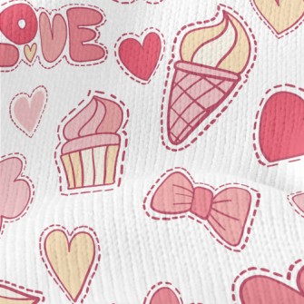 Pink Love Food Cloud Pattern Stretch Jersey