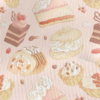 Hand Drawn Sweet Cake Dessert Stretch Jersey