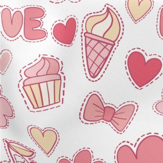Pink Love Food Cloud Pattern Lightweight Cotton Poplin