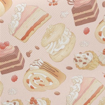 Hand Drawn Sweet Cake Dessert Midweight Cotton Poplin