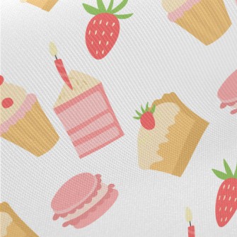 Strawberry Flavored Cake Macar Midweight Cotton Poplin