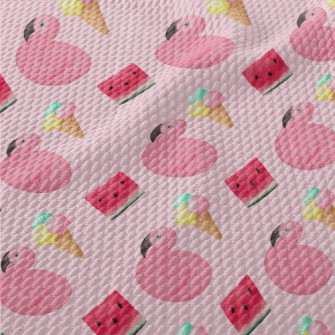 Flamingo And Watermelon Ice Cr Birdseye Piqué