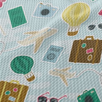 Travel Airplane Hot Air Balloo Birdseye Piqué