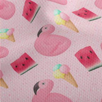 Flamingo And Watermelon Ice Cr Athletic Mesh Flat Back