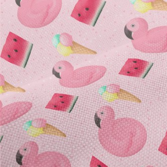Flamingo And Watermelon Ice Cr Performance Linen