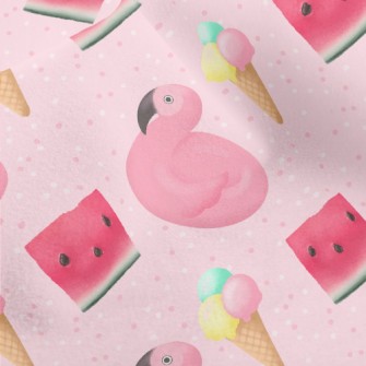 Flamingo And Watermelon Ice Cr Micro Fleece