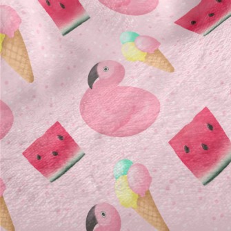 Flamingo And Watermelon Ice Cr Minky