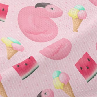 Flamingo And Watermelon Ice Cr Piqué