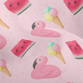 Flamingo And Watermelon Ice Cr Lightweight Performance Linen