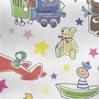 Colorful Train Car Toys Jersey Backed Fleece