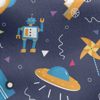Truck Train Rocket Jersey Backed Fleece