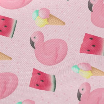 Flamingo And Watermelon Ice Cr Midweight Cotton Poplin