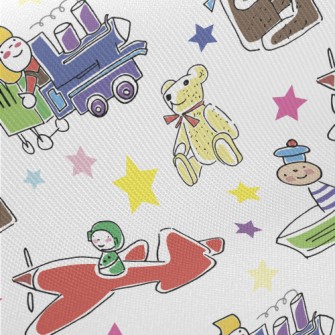 Colorful Train Car Toys Midweight Cotton Poplin