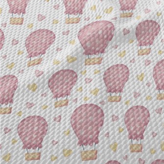 Cute Hot Air Balloon Birdseye Piqué