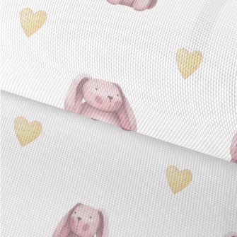 Cute Sitting Pink Rabbit Waterproof Oxford