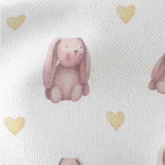 Cute Sitting Pink Rabbit Waterproof Canvas