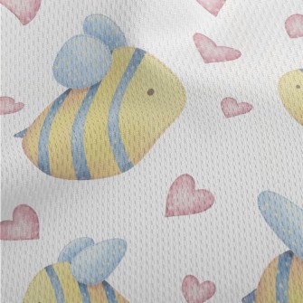 Love Watercolor Little Bee Athletic Mesh Flat Back