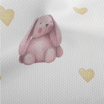 Cute Sitting Pink Rabbit Athletic Mesh Flat Back