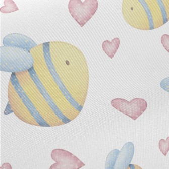 Love Watercolor Little Bee Twill