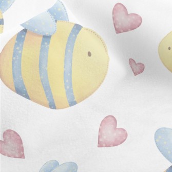 Love Watercolor Little Bee Micro Fleece