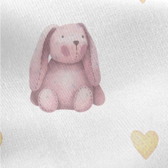 Cute Sitting Pink Rabbit Jersey Backed Fleece