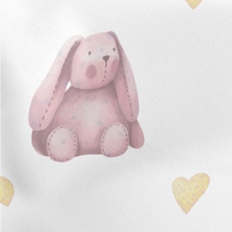 Cute Sitting Pink Rabbit Lightweight Cotton Poplin