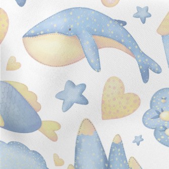 Gentle Whale Fish Lightweight Cotton Poplin