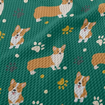 Cute Cartoon Corgi Birdseye Piqué